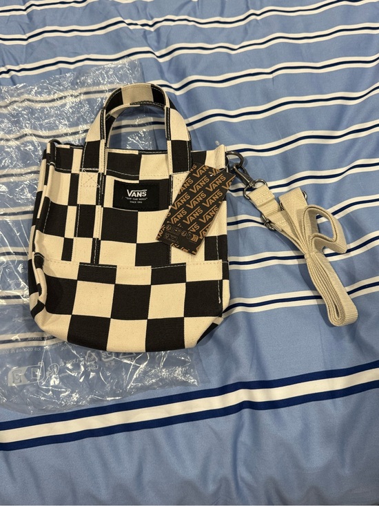 Vans Handbags - Vans Checkerboard Crossbody Tote - Black & Cream